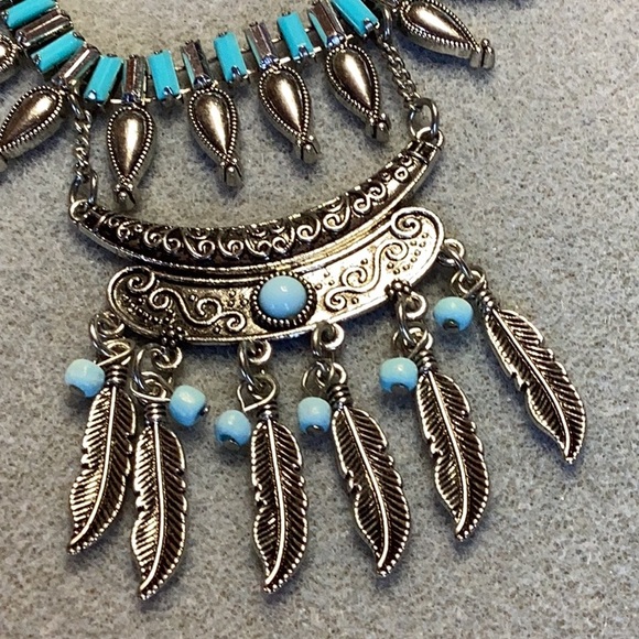 FINAL SALE PRICE Silver & Turquoise Native Look Adjustable Necklace’s - Picture 2 of 6